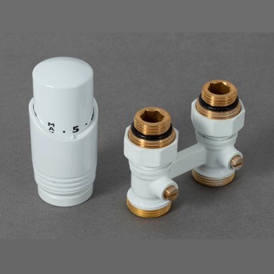 Комплект для нижнего подключения Delta прямой 3/4 x 3/4 с термоголовкой M30x1,5, белый (400501116)