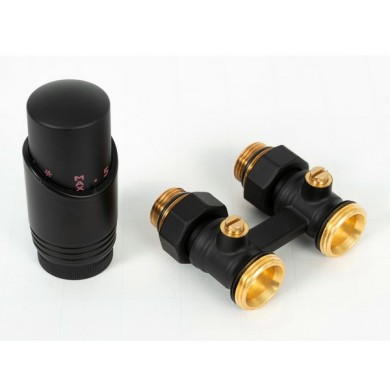 Комплект для нижнего подключения Delta прямой 3/4 x 3/4 с термоголовкой M30x1,5, чёрный (400501105)