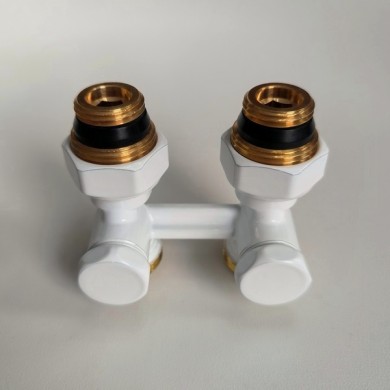 Узел нижнего подключения Giacomini R387X002, прямой 3/4 х 3/4, белый 9016