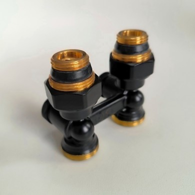 Узел нижнего подключения Giacomini R387X002, прямой 3/4 х 3/4, чёрный 9005