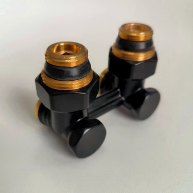 Узел нижнего подключения Giacomini R388X002, угловой 3/4 х 3/4, чёрный 9005