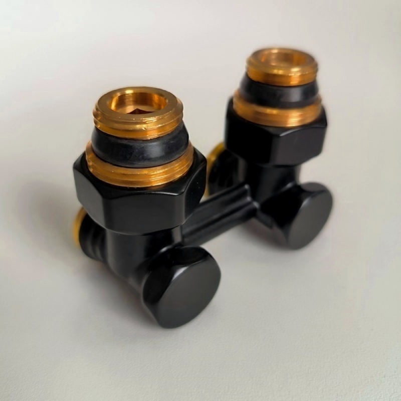 Узел нижнего подключения Giacomini R388X002, угловой 3/4 х 3/4, чёрный 9005
