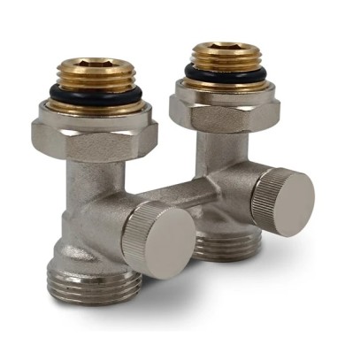 Прямой Н-образный клапан РС для нижнего подключения 3/4х1/2, никель