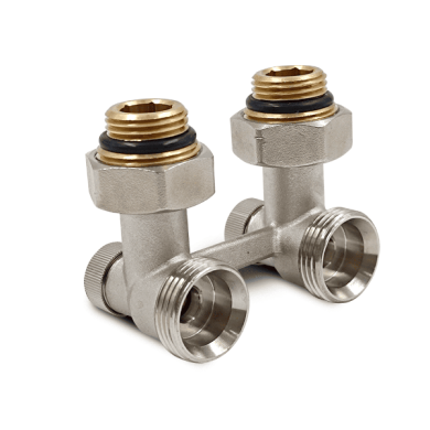 Угловой Н-образный клапан РС для нижнего подключения 3/4х1/2, никель