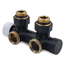 Узел нижнего подключения термостатический РС Thermolink угловой 1/2х3/4, чёрный матовый, правый