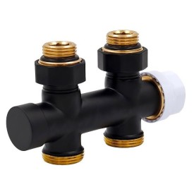 Узел нижнего подключения термостатический РС Thermolink прямой 1/2х3/4, чёрный матовый