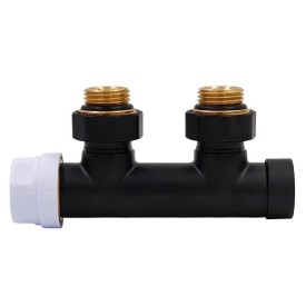 Узел нижнего подключения термостатический РС Thermolink угловой 1/2х3/4, чёрный матовый, левый