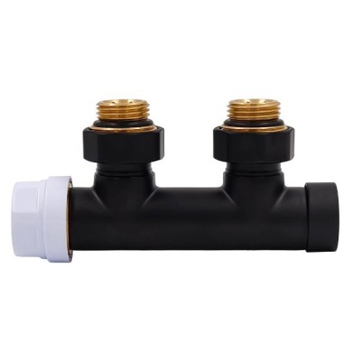 Узел нижнего подключения термостатический РС Thermolink угловой 1/2х3/4, чёрный матовый, левый