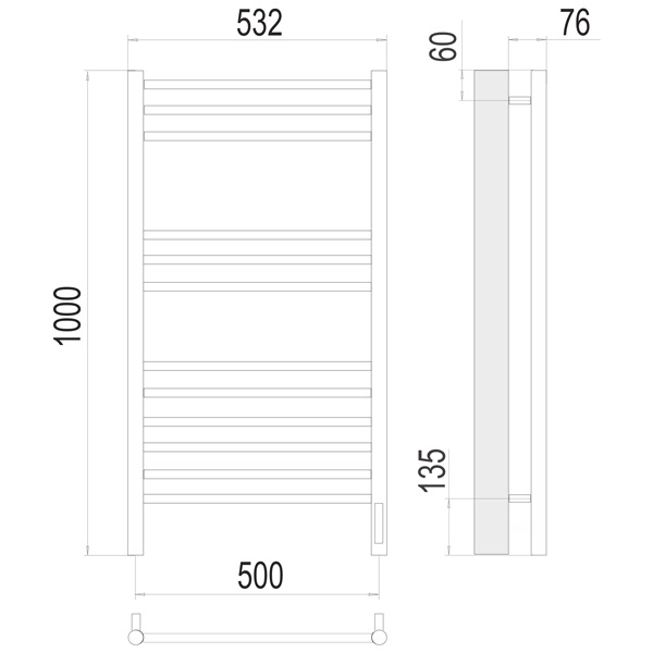 Полотенцесушитель электрический Terminus Аврора П12 500х1000