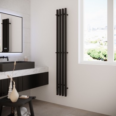 Полотенцесушитель электрический Terminus Стойка QUATRO проф 1600 чёрный муар