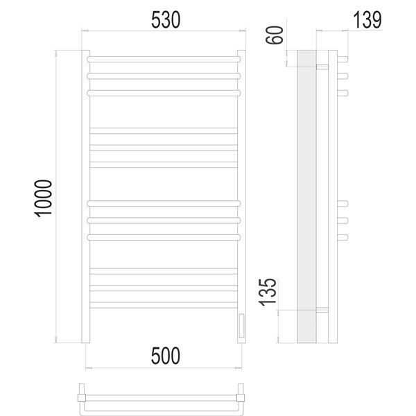 Полотенцесушитель электрический Terminus Соренто П12 500х1000