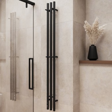 Полотенцесушитель электрический Terminus Стойка TRES круг 1600 чёрный муар