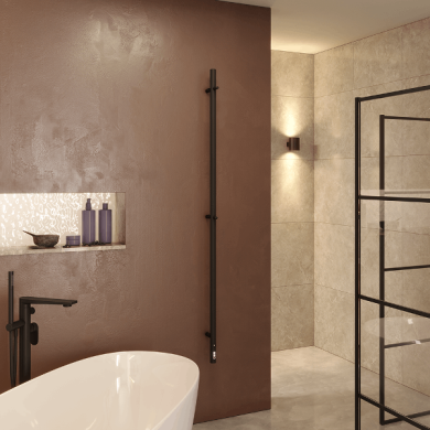 Полотенцесушитель электрический Terminus Стойка UNO круг 1600 чёрный муар