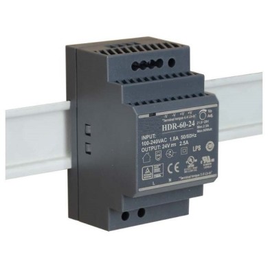 Сетевой преобразователь (блок питания) Mean Well HDR-60-24 (Heatmann)