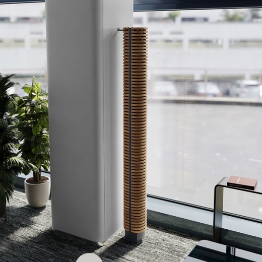 Timber V - вертикальный напольный дизайн конвектор из натурального дерева с вентилятором