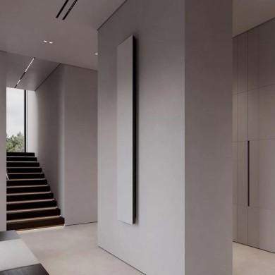 Дизайн конвектор SAVVA Chinook Glass мат 300х2100 вертикальный, водяной, настенный, 3532 Вт