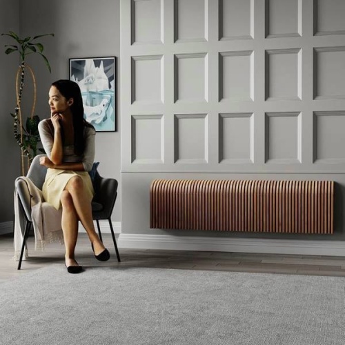 Настенный дизайн конвектор SAVVA Timber S 2000х120х250 (т/о 2), Прозрачный лак, 2897 Вт