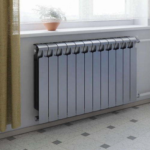 Монолитный биметаллический радиатор Rifar Monolit 300-7 титан, нижнее левое подключение