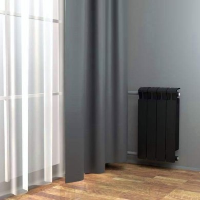 Монолитный биметаллический радиатор Rifar Monolit 350-14 антрацит, нижнее левое подключение