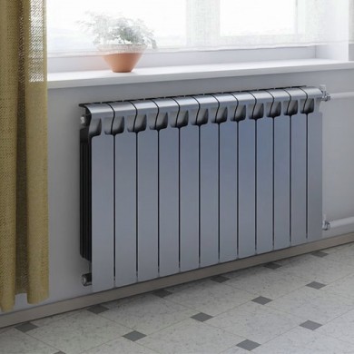 Монолитный биметаллический радиатор Rifar Monolit 350-14 титан, нижнее левое подключение