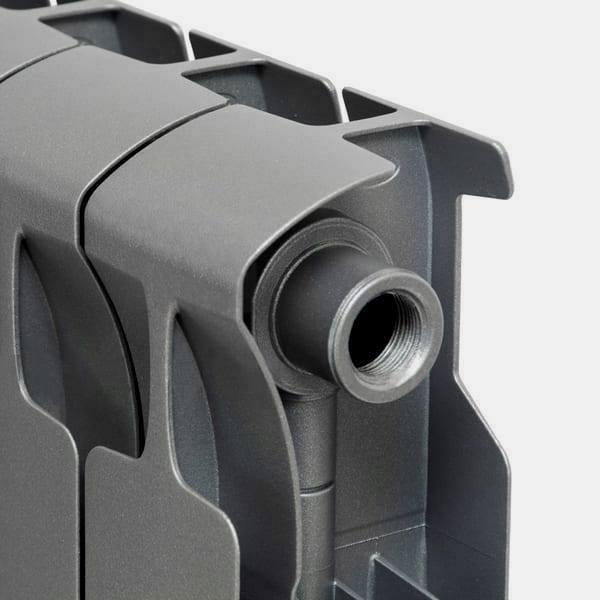 Монолитный биметаллический радиатор Rifar Monolit 350-8 титан, нижнее левое подключение