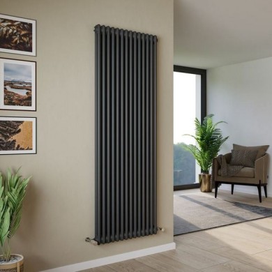 Трубчатый радиатор Delta 2180/12 RAL 7016, нижнее с вентилем, ВхШхГ - 1800х528х70, 2730 Вт