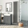 Трубчатый радиатор Delta 2180/6 титан, нижнее с вентилем, ВхШхГ - 1800х264х70, 1365 Вт