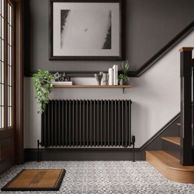 Трубчатый радиатор Delta 2057/20 чёрный матовый, боковое, ВхШхГ - 570х880х70, 1490 Вт