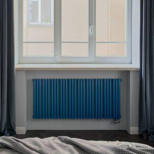 Трубчатый радиатор Empatiko Takt LR2-592-300-15 Evening Blue, нижнее с вентилем, ВхШхГ 336х592х96