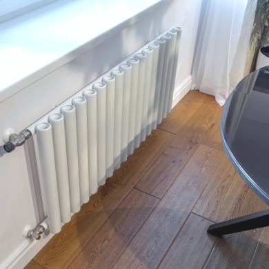 Трубчатый радиатор КЗТО Гармония 1-400-4, нижнее левое с вентилем, 1/2, ВхШхГ - 445х281х80