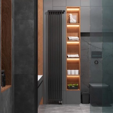 Трубчатый радиатор КЗТО РС 1-2000-8, нижнее с вентилем, 1/2, ВхШхГ - 2040х330х40