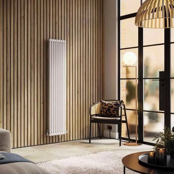 Трубчатый радиатор Rifar TUBOG 2220/9 B RAL 9016 белый глянцевый, боковое, ВхШхГ - 2200х414х66