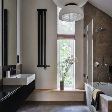 Трубчатый радиатор Rifar TUBOG 3100/15 DV1 антрацит матовый, нижнее с вентилем, ВхШхГ - 1000х690х107