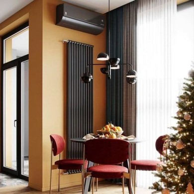 Трубчатый радиатор Rifar TUBOG 3200/7 DV1 антрацит матовый, нижнее с вентилем, ВхШхГ - 2000х322х107