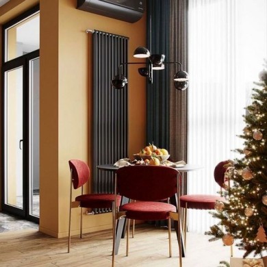 Трубчатый радиатор Rifar TUBOG 3220/8 DV1 антрацит матовый, нижнее с вентилем, ВхШхГ - 2200х368х107