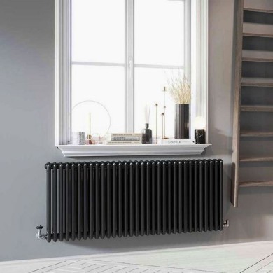 Трубчатый радиатор Rifar TUBOG 2062/34 DV1 антрацит матовый, нижнее с вентилем, ВхШхГ - 615х1564х66