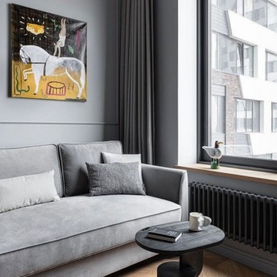 Трубчатый радиатор Rifar TUBOG 2067/14 DV1 антрацит матовый, нижнее с вентилем, ВхШхГ - 665х644х66