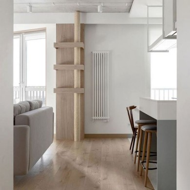 Трубчатый радиатор Rifar TUBOG 2082/15 DV1 белый глянцевый, нижнее с вентилем, ВхШхГ - 815х690х66