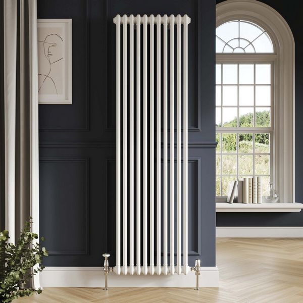 Трубчатый радиатор Rifar TUBOG 2200/8 B RAL 9016 белый глянцевый, боковое, ВхШхГ - 2000х368х66