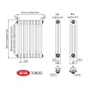Трубчатый радиатор Rifar TUBOG 3042/7 B RAL 9016 белый глянцевый, боковое, ВхШхГ - 415х322х107
