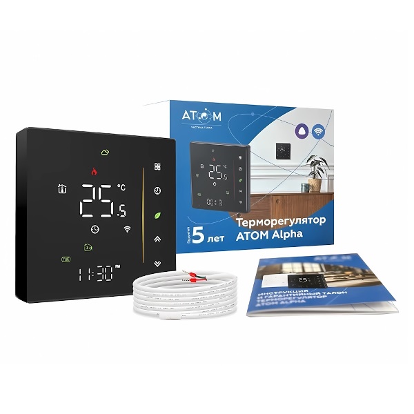 Терморегулятор программируемый ATOM Alpha Wi-Fi чёрный
