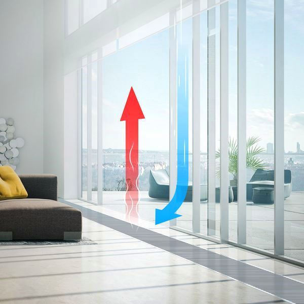 Внутрипольный конвектор Savva KV Vent 220V c вентилятором без решётки высотой 80 мм