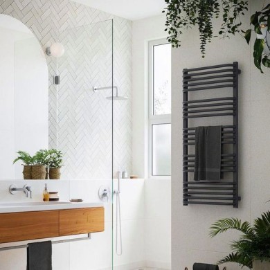 Полотенцесушитель электрический Terma Alex 1580-800 чёрный матовый