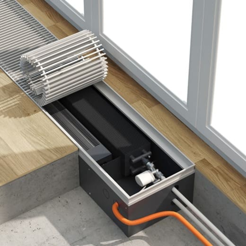 Конвектор внутрипольный Helios Therm CIAA-180-250-1000-RLA-S с вентилятором и решёткой