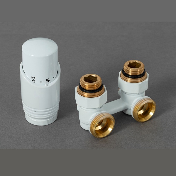 Комплект для нижнего подключения Delta угловой 3/4 x 3/4 с термоголовкой M30x1,5, белый (400502216)