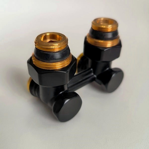 Узел нижнего подключения Giacomini R388X002, угловой 3/4 х 3/4, чёрный 9005