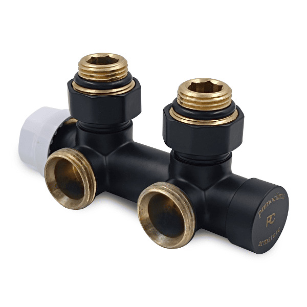 Узел нижнего подключения Primoclima термостатический угловой 1/2х3/4, чёрный, правый (PCS3412MB)