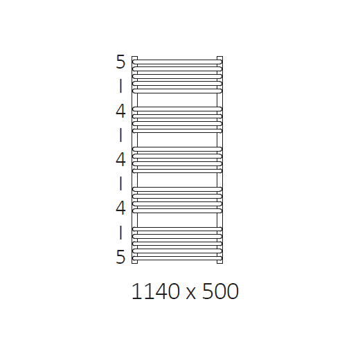 Полотенцесушитель электрический Terma Alex 1140-500 чёрный матовый