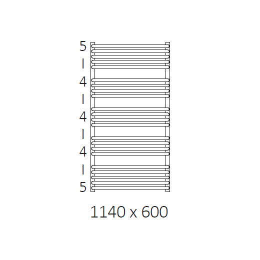 Полотенцесушитель электрический Terma Alex 1140-600 чёрный матовый