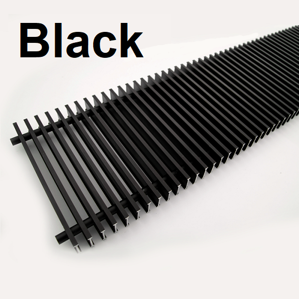 Решётка внутрипольного конвектора Itermic алюминиевая SGZ 600.200.18 шаг 14,5, цвет Black